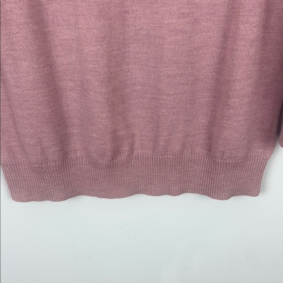 Cynthia Rowley 100% Extra Fine Merino Wool Pink Crew Neck Sweater Knit Size L - Picture 9 of 10